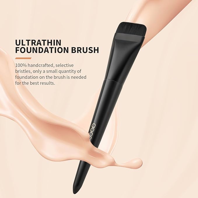docolor Flat Foundation Brush for Liquid Makeup,Ultra Thin Liquid Foundation Brush Premium Makeup Face Brush for Blending, Cream, Thin Foundation Brush Makeup Tool Face Foundation Flat Brush, Black