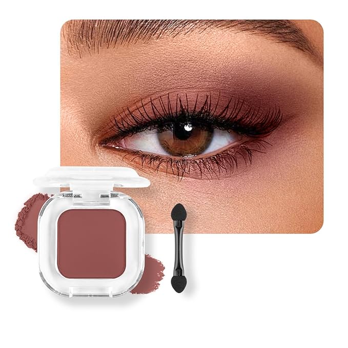 Red Brown Matte Single Eyeshadow Makeup Powder Palette,High Pigment Blendable Formula Eye Makeup for Women,Neutral Eye Shadow,sombras para ojos,Longwear Waterproof,Vegan & Cruelty-Free,Eyeshadow Gift