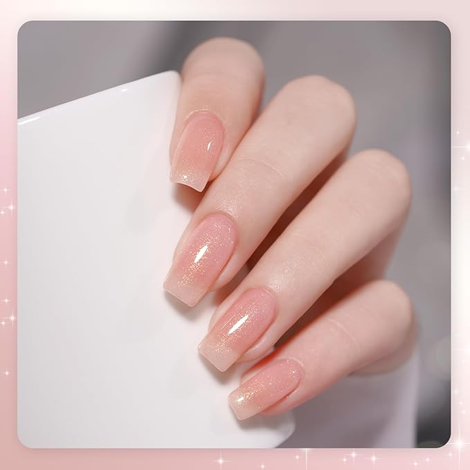 GAOY Nude Jelly Gel Nail Polish of 6 Transparent Pink Brown Shimmer Colors Sheer Gel Polish Kit for Salon Manicure and Nail Art DIY at Home