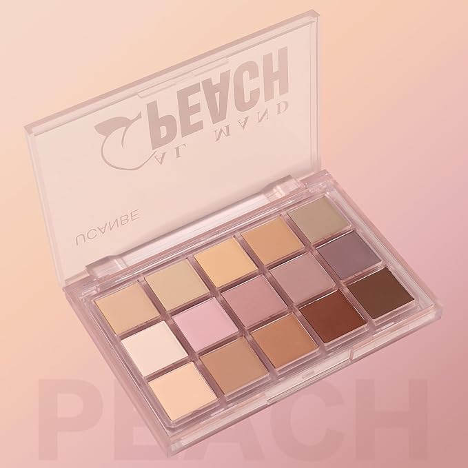 UCANBE Neutral Matte Eyeshadow Palette, 15 Colors Nude Taupe Rose Brown Eye Makeup Pallet, Natural Warm Tone High Pigmented Blendable & Buildable Sombras De Ojos Gift Kit