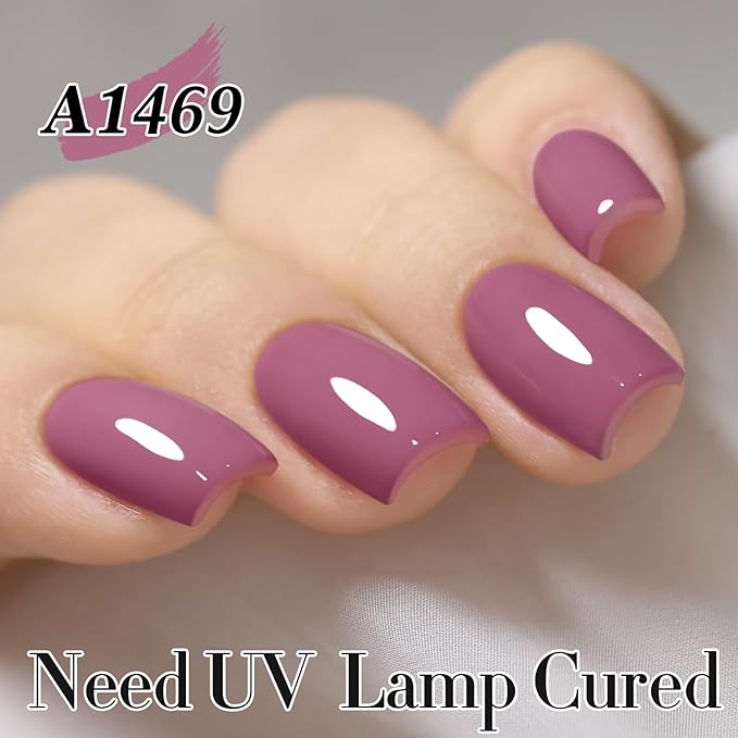 Double Rhythm 15ML Gel Polish Pure Sheer Same Color Same Bottle Soak Off Gel Polish Art Manicure Salon DIY at Home for Women (Wine Purple-A1469)