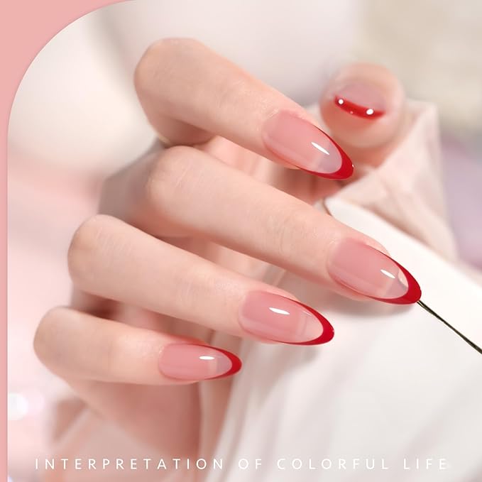 GAOY Classical Gel Nail Polish Set Include Jelly Nude Black White Red Hot Pink Colors Kit for French Manicure and Daily Nail Art at Home