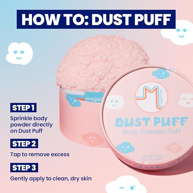Megababe Body Powder Applicator - Dust Puff | Oversize (6” x 3”) Powder Puff | Powder Sold Separately