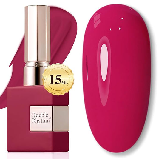 Double Rhythm 15ML Gel Nail Polish Pure Sheer Same Color Same Bottle Soak Off Gel Polish Art Manicure Salon DIY at Home for Women (Red Pink-A1472)