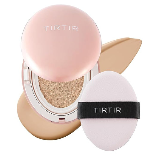 TIRTIR Mask Fit All Cover Pink Cushion Foundation | High coverage, Velvety Matte Finish, Lightweight, Flawless, Corrects Redness, Korean Cushion (#23N Sand, Full Size, 0.63 Fl Oz)