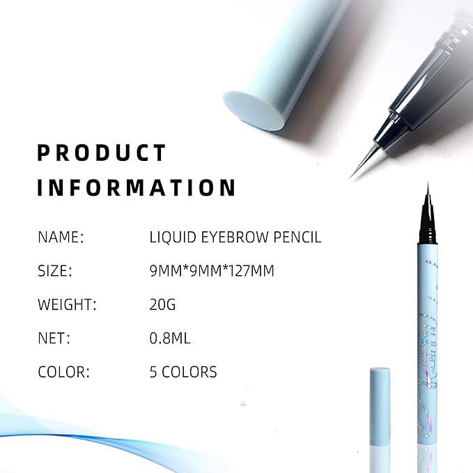 Ultra-fine Waterproof Lift & Snatch Liquid Eyebrow Pen, 5 Colors, Dark Brown, Long Lasting Smooth Soft Eye Brow Tint, Natural Eyebrow Tint (3-Tea brown)