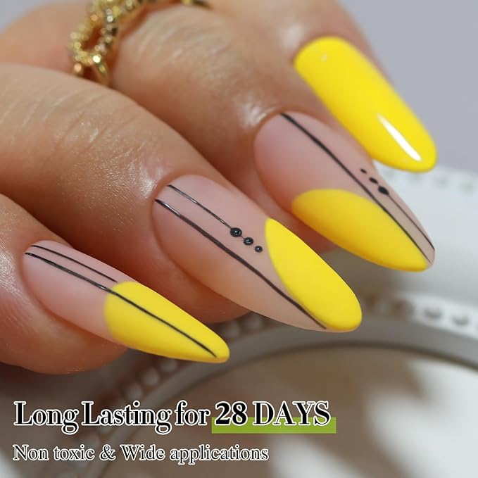 Double Rhythm 15ML Gel Nail Polish Pure Sheer Same Color Same Bottle Soak Off Gel Polish Art Manicure Salon DIY at Home for Women (Yellow-A1396)