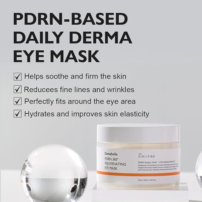 Genabelle PDRN 360° Rejuvenating Eye Mask – Full Eye Area Care for Hydration, Firming & Elasticity with PDRN & Peptides – Targets Dark Circles, Puffiness & Fine Lines – 3.38 fl oz.