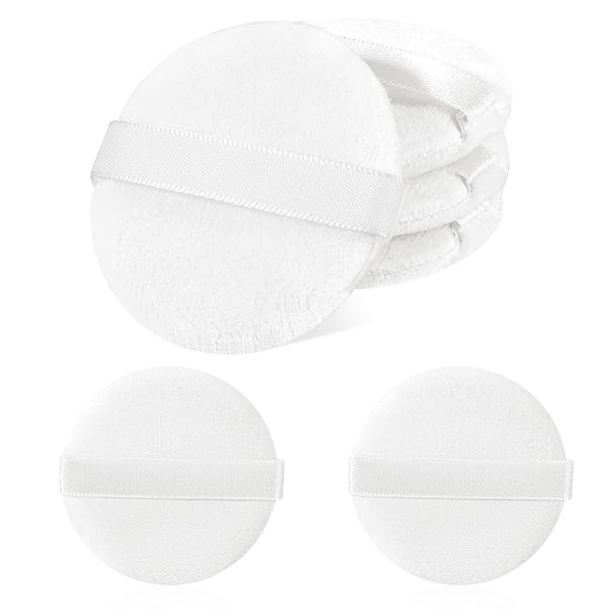 6 PCS Setting Powder Puff, 2 Inch Small Round Makeup Powder Puff Pads with Ribbon Soft Velour Eye Shadow Puff Cosmetic Foundation Blender Sponge Beauty Makeup Tools for Loose Powder & Liquid Cosmetic