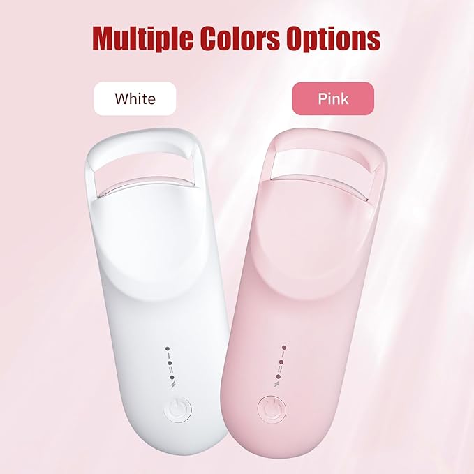 Upgrade Heated Eyelash Curler, Electric Eyelash Curler with 5s Fast Heating, Type-C Rechargeable, LMini Lash Curler, Long-Lasting Lash Lift, Natural Style, Heat-Sensitive Pad (Pink)