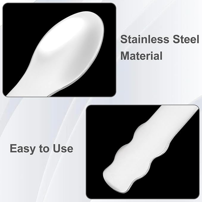 3pcs Mini Metal Makeup Spatula, Reusable Cosmetic Cream Spatulas Spoon, Skincare Scoop Applicator Facial Massage Beauty Tools for Mixing and Sampling Face Eye Cream- Silver