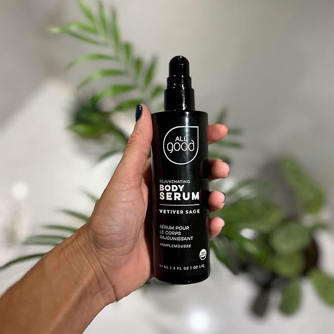 All Good Rejuvenating Body Serum for Men & Women - Calendula, Moringa, Sea Buckthorn & Essential Oils - Lightweight, Moisturizer & Replenishing Serum - Made in USA - 3oz (Clary Sage & Vetiver)