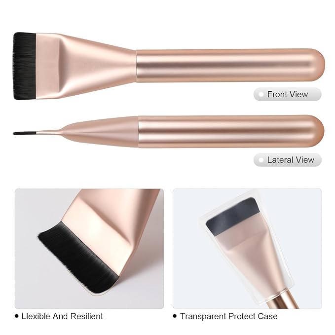 Ultrathin Foundation Brush for Liquid Makeup,Flat Spatula Liquid Foundation Brush Premium Face Makeup Brush for Blending Cream (Rose Gold)