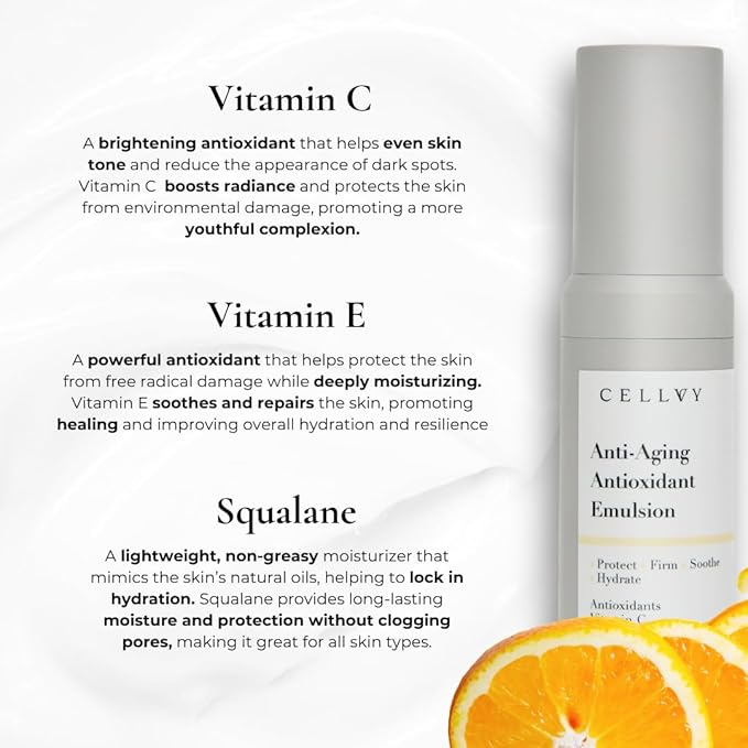 Anti-Aging Antioxidant Emulsion with Hyaluronic Acid, Vitamin C & E, Korean Taiwanese Skincare, Firming & Hydrating Face Lotion, Smooths Fine Lines & Wrinkles and Boosts Collagen Production