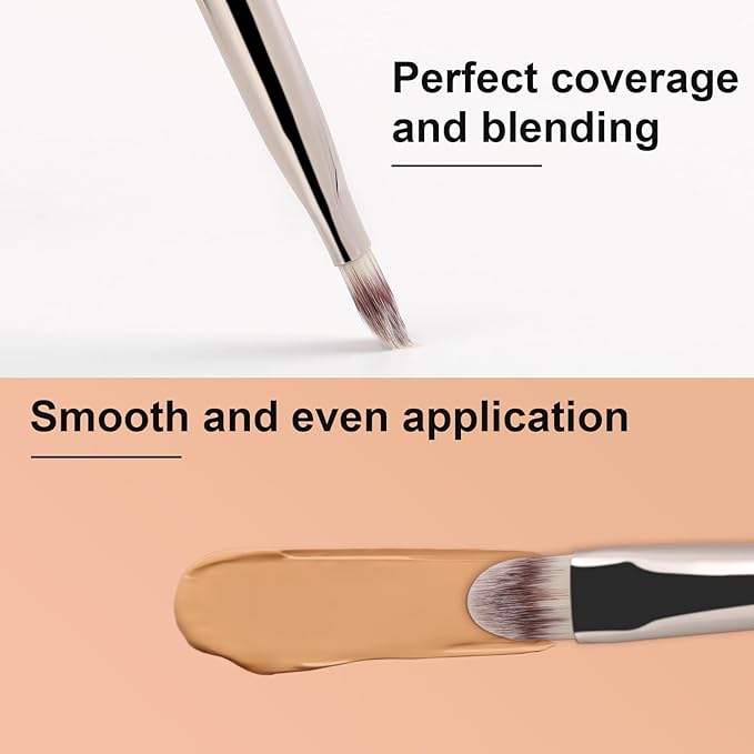 TEOYALL Flat Rounded Concealer Brush, Soft Dense Synthetic Bristles Blending Brush For Powder Cream Concealer Eyeshadow