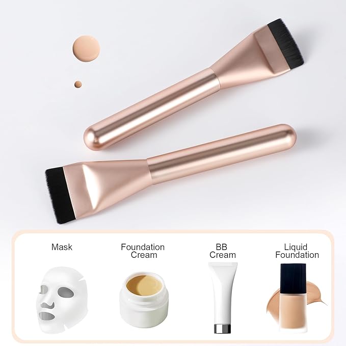 Ultrathin Foundation Brush for Liquid Makeup,Flat Spatula Liquid Foundation Brush Premium Face Makeup Brush for Blending Cream (Rose Gold)