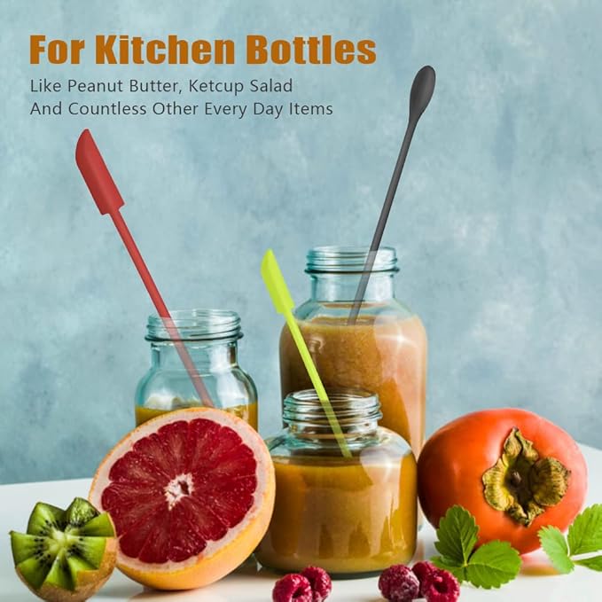 Silicone Spatula Set 6Pcs - Mini Scraper Tool for Beauty & Food (Reach Every Last Drop - Multi-Size Spatulas for Makeup Jars, Lotion Bottles & Kitchen Containers)