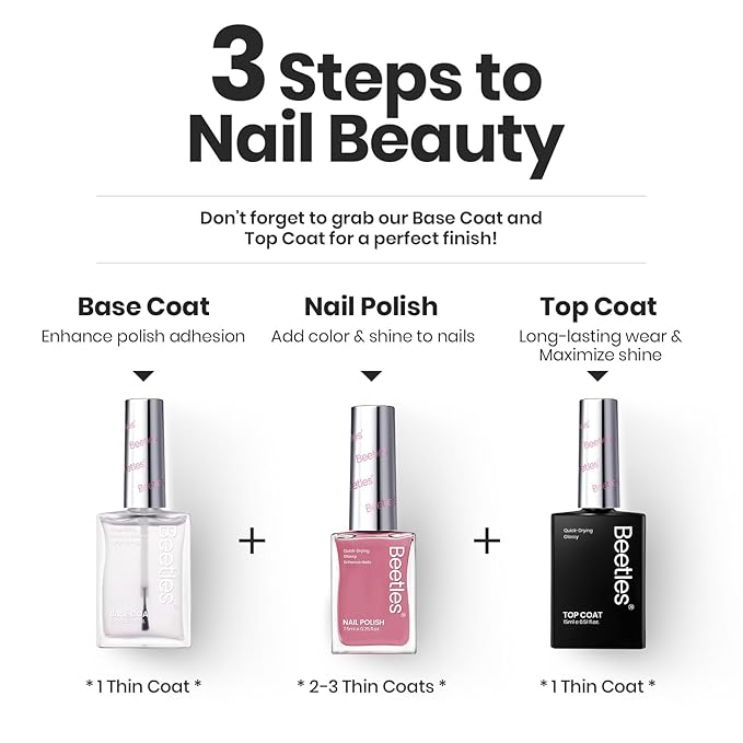 Beetles Nail Polish Set - Twilight Rose 6 Colors Quick Dry Baby Pink Burgundy Red Purple Plum High-Gloss Long-Lasting Nail Polish for DIY At-Home Manicure Fall Christmas Gift for Women