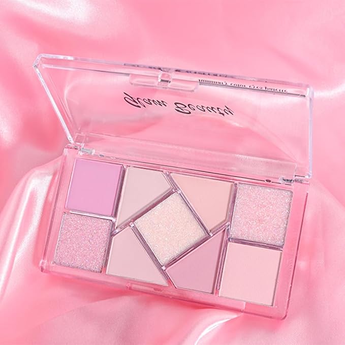 Matte Shimmer purple pink Eye Shadow Palette Makeup,Eyeshadow Long Lasting Waterproof Cruelty-Free, 9 Blendable Shades in Smooth Matte and Shimmer Finishes with Gorgeous Pearls for woman