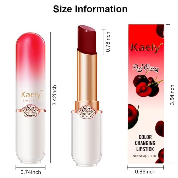 Kaely 2Pcs Hydrating Honey Lipstick Tinted Lip Balm, Black Red Cherry Color Changing PH Lipstick Makeup, Korean Magic Lip Stain Long Lasting Waterproof, labiales magicos 24 horas originales
