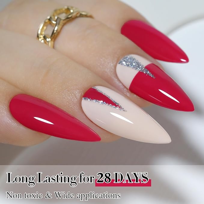 Double Rhythm 15ML Gel Nail Polish Pure Sheer Same Color Same Bottle Soak Off Gel Polish Art Manicure Salon DIY at Home for Women (Red Pink-A1472)