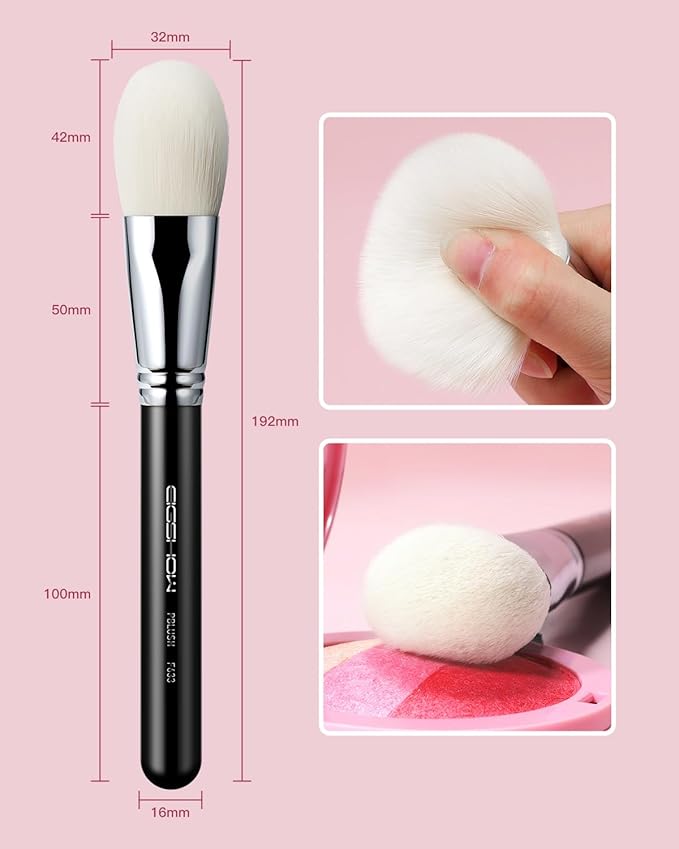 Blush Brush Setting Powder Liquid Blush Bronzer Brush for Ceram Loose Powder and Liquid Blush for Makeup Cheeks Synthetic Bristles Black (F633)