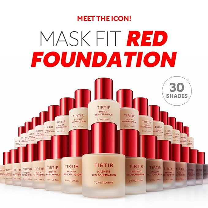 TIRTIR Mask Fit Red FoundationㅣLong Lasting Flawless Coverage, Energy Essence, Lightweight, Hydrating, Pore-Blurring, Breathable Satin Finish, Makeup, Radiant Skin, #10C Shell, 1.01 Fl Oz