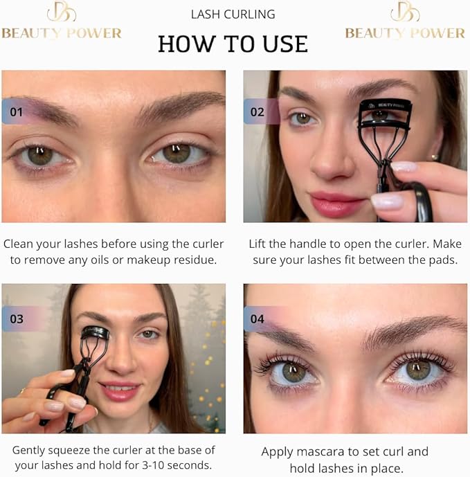 Eyelash Curler - Precision Lash Lift in Seconds with 5 Replacement Pads, Eyebrow Brush & Satin Travel Bag - Gentle & Safe, German Stainless Steel for Perfect Extra Curls - Gift (Black)