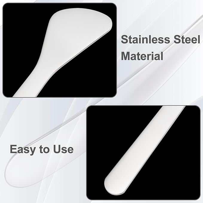 3pcs Mini Metal Makeup Spatula, Reusable Cosmetic Cream Spatulas Spoon, Skincare Scoop Applicator Facial Massage Beauty Tools for Mixing and Sampling Face Eye Cream- 3.17"×0.98"