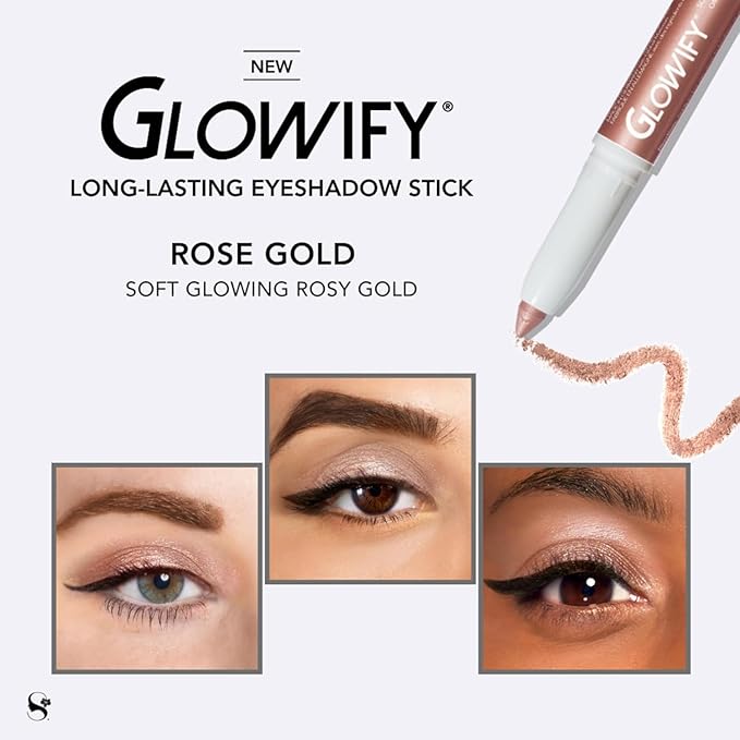 SeneGence Glowify Long-Lasting Eyeshadow Stick, Rose Gold, Multi-Use Highlighter for Eyes, Cheeks, Brow Bone, Effortless Application with Smooth, Velvety Finish