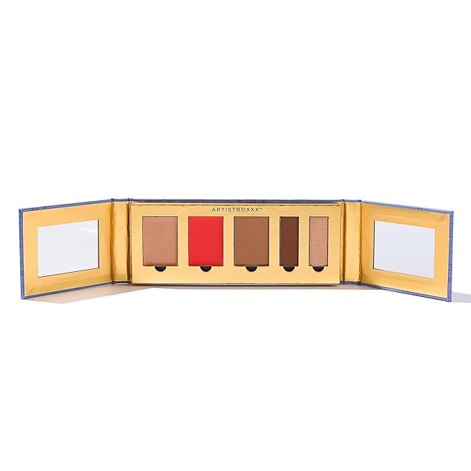 Hamptons Polish & Glowww Palette – 5-Piece Refillable Makeup Palette for Radiant Skin - Highlighters, Blush, Contour & Eye Shadows - Blendable, Long-Lasting, Vegan & Cruelty-Free