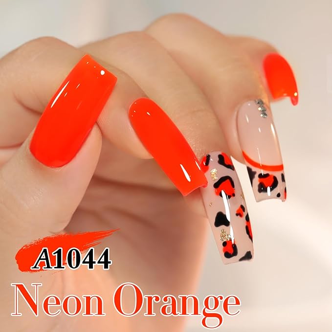 Double Rhythm 0.5Oz Gel Polish Pure Sheer Same Color Same Bottle Soak Off 15ML Gel Polish Manicure Salon Nail Art DIY at Home for Women (Neon Red Orange-A1044)