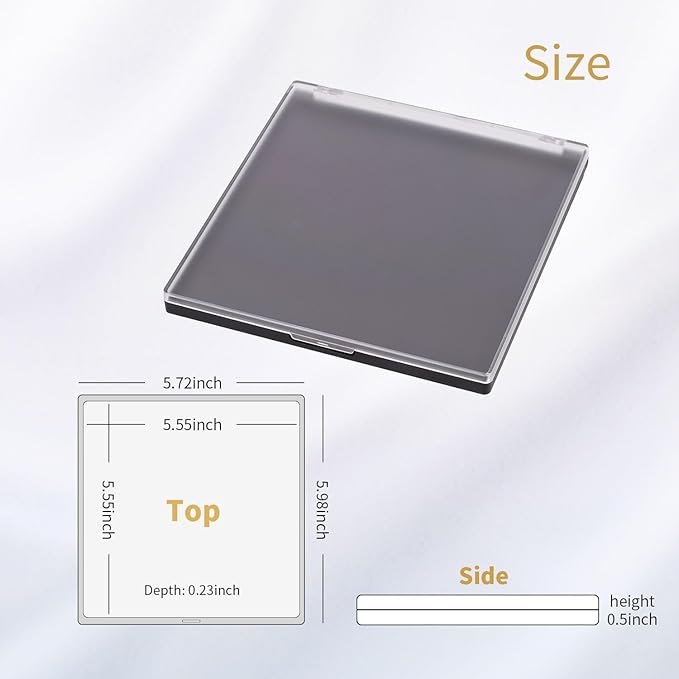 Magnetic Makeup Palette with Frosted Clear Top, 3Pack Empty Eyeshadow Dispensing Storage Box with 60Pcs Adhesive Metal Stickers for DIY Cosmetics Powder-5.72”X5.98”Palette