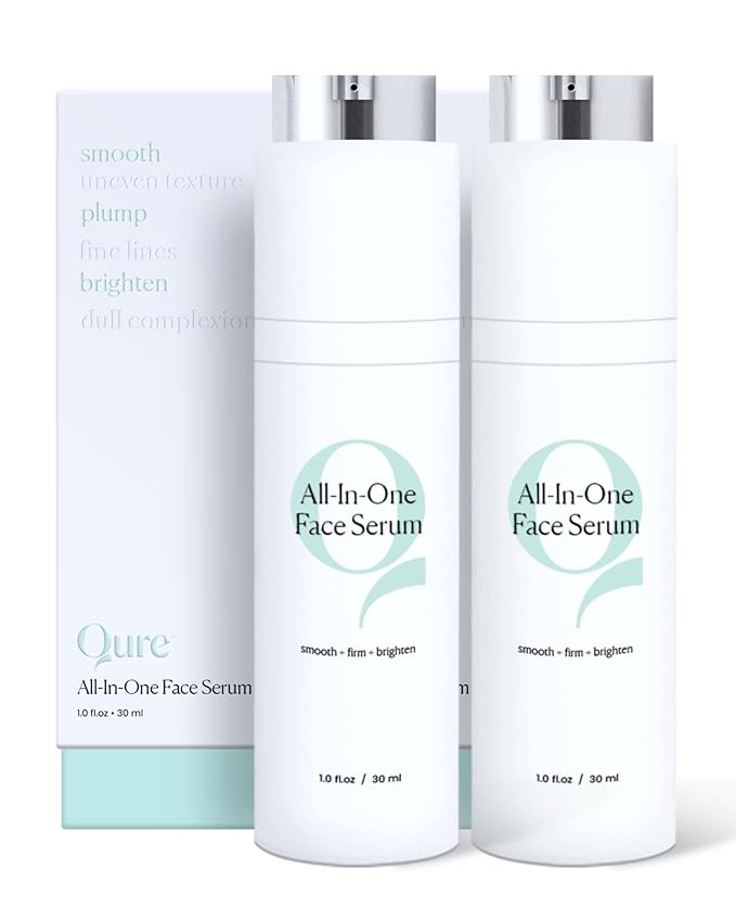 Qure All In One Hyaluronic Acid Serum for Face, Facial Serum With Niacinamides, Retinol, Lactic & Mandelic Acid, Bakuchiol, Peptides & Vitamin C Formulated For Fine Lines & Wrinkles - 4 Month Supply
