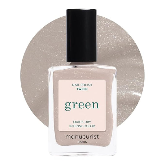 Manucurist Green Tweed - Grey Nail Polish - 9-Free, Vegan and Plant-Based - Quick Dry Manicure - Non Toxic - Made in France - 0.5 fl oz