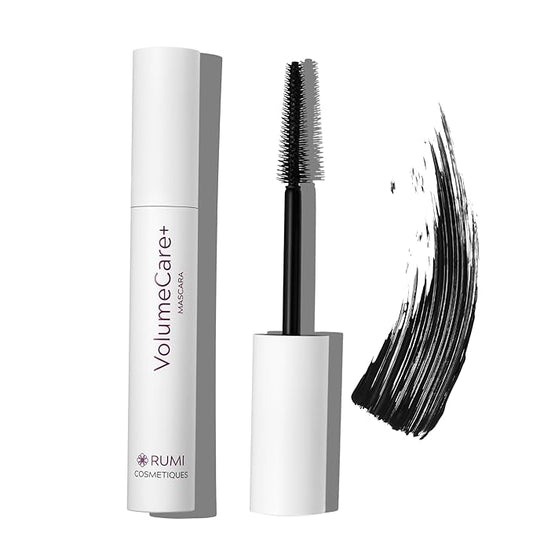 Rumi Cosmetiques VolumeCare+ Mascara For Older Women - Extreme Length and Volume 2-in-1 Formula - No Clumps, Long-Wearing, Hypoallergenic Mascara For Sensitive Eyes (Natural Black)