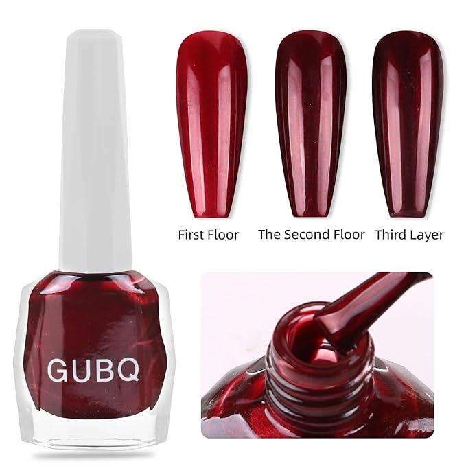 Major Dijit Quick Dry Nail Polish 12ml/0.41fl oz Pearl Wine Red Regular Nail Lacquer Fast Drying & Long Lasting Nail Polish Nail Art Effect for Nail Salon