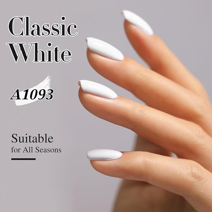 Double Rhythm 15ML Gel Nail Polish Pure Sheer Same Color Same Bottle Soak Off Gel Polish Art Manicure Salon DIY at Home for Women (White-A1093)