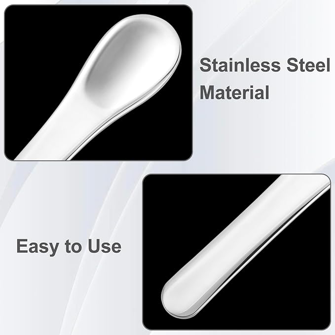 3pcs Mini Metal Makeup Spatula, Reusable Cosmetic Cream Spatulas Spoon, Skincare Scoop Applicator Facial Massage Beauty Tools for Mixing and Sampling Face Eye Cream- Silver