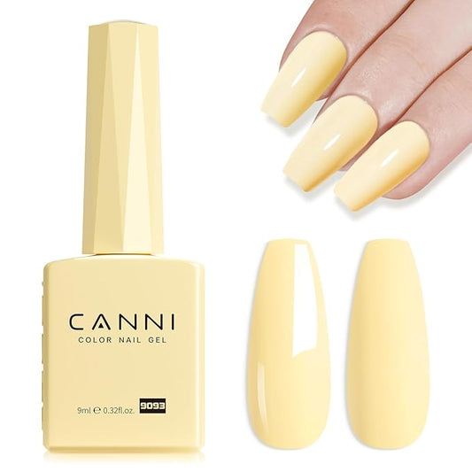CANNI Pastel Yellow Nail Gel Polish, 1Pcs Butter Yellow High Gloss Soak Off UV Nail Polish Gel French Manicure Salon DIY