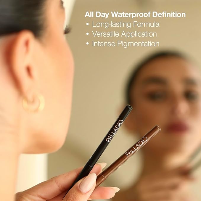 Palladio Retractable Waterproof Eyeliner, Richly Pigmented Color and Creamy, Slip Twist Up Pencil Eye Liner, Smudge Proof Long Lasting Application, All Day Wear, No Sharpener Required, Ocean Blue