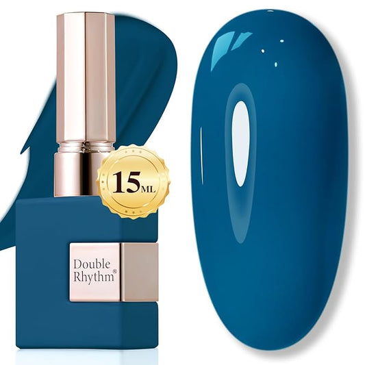 Double Rhythm 15ML Gel Polish Pure Sheer Same Color Same Bottle Soak Off Gel Polish Art Manicure Salon DIY at Home for Women (Blue-A1458)