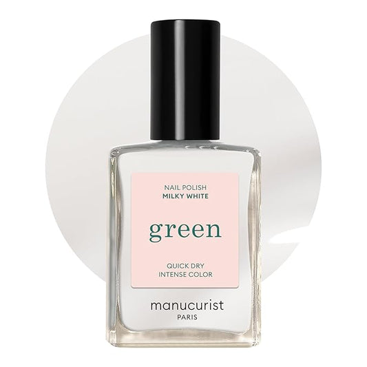 Manucurist - Green Milky White Nail Polish - Sheer White Nail Polish - 9-Free, Vegan and Plant-Based - Manicure - Made in France - 0.5 fl oz