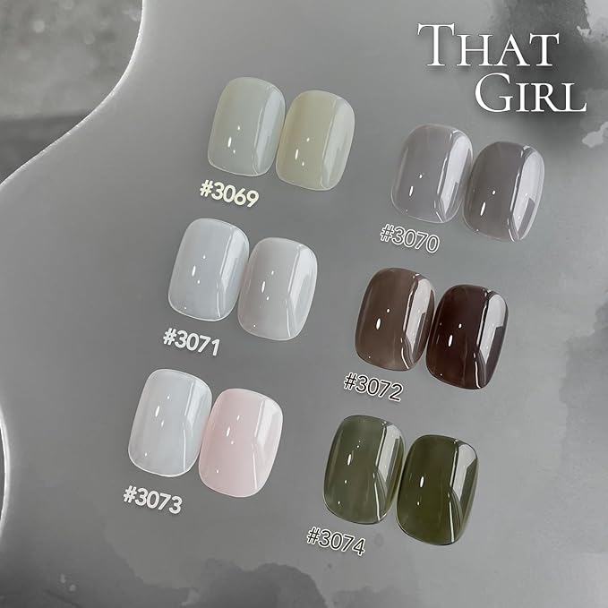 GAOY Milky Black Gel Nail Polish of 6 Creamy Nude, Gray, Green Colors Sweet Salt Style for Salon Gel Manicure and Nail Art DIY at Home