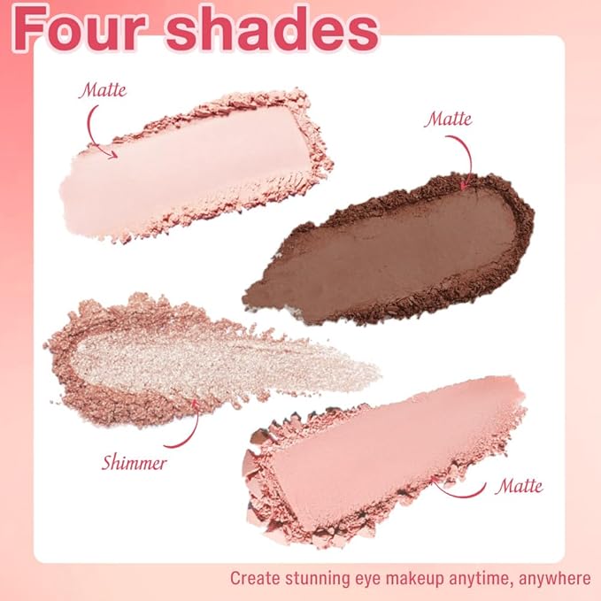 4Colors Eyeshadow Makeup Palette,Nude Gold Brown Natural Neutral Powde Eye Shadow Palette for Older Women,Long Lasting Naturing-Looking,Lightweight,Waterproof,Eye Makeup Kit Travel Size