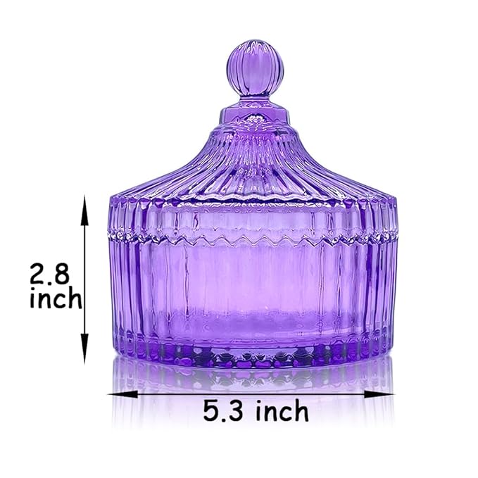 2 Pack Extra Large 5.2" Beige & Purple Powder Puffs and 5.3" Glass Container – Oversized Soft Body & Face Large Powder Puff Dusting Powder Jar Holder Case(Purple Glass)