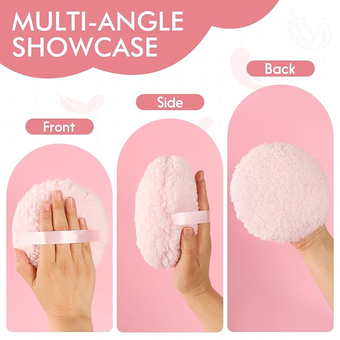 WSYUB Powder Puff, 6" Body Powder Puff, Powder Puff for Body, Body Powder Puffs and Container, Fluffy Soft Large,Pink
