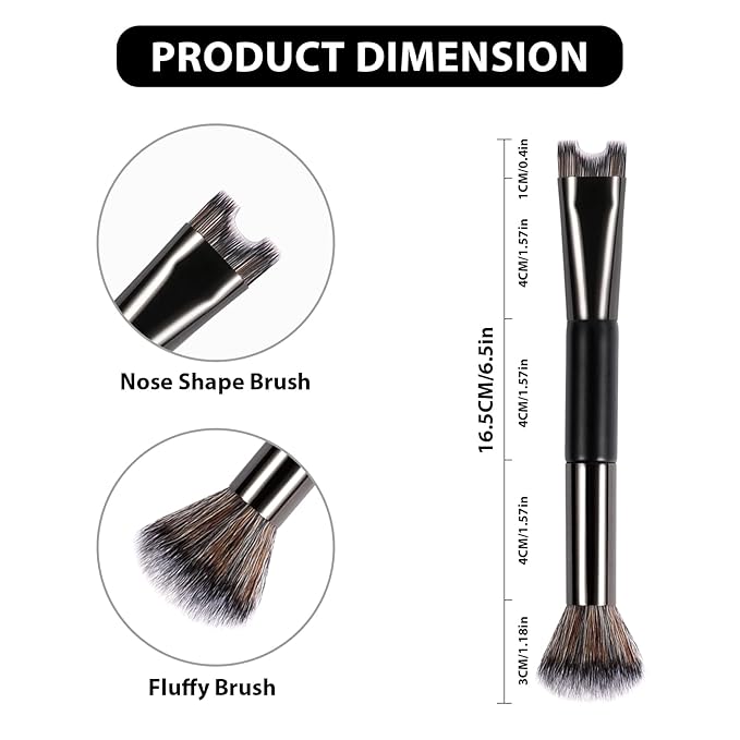 2 in 1 Nose Contour Brush, Dual-Ended U-Shaped Nose Sculpting & Blush Brush Precision Fluffy Contouring Brushes Perfect Defining Angled Cheek Bones, Highlight, Powder, Contour, Makeup Beginners