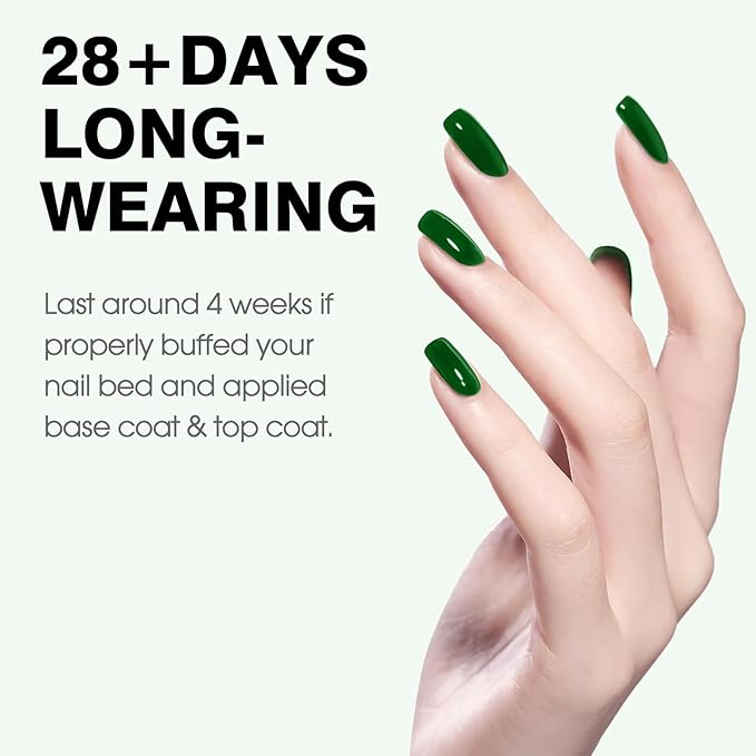 CANNI Green Gel Nail Polish, 1Pcs Emerald Dark Green Color Gel Polish Nail High Gloss Soak Off UV French Manicure Salon DIY