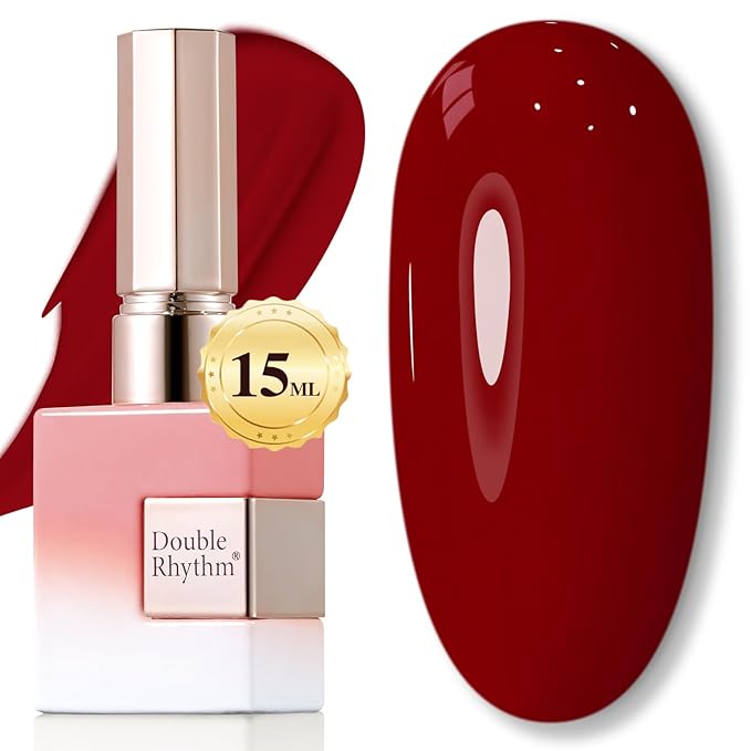 Double Rhythm 15ML Dark Red Gel Polish Pure Sheer Same Color Same Bottle Soak Off Gel Polish Art Manicure Salon DIY at Home for Women (Blood Red-A1378)